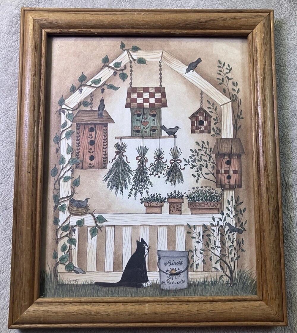 Halloween Folk Art Birdhouse Cat Vintage Wall Art 90s Y2K Cottagecore Spivey